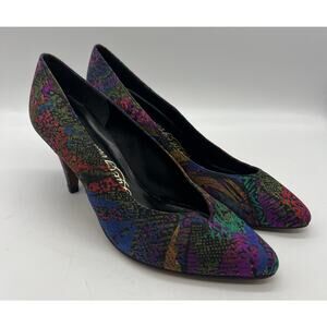 Vintage Life Stride Multicolor Abstract Print Pumps Size 8 Low Heel
